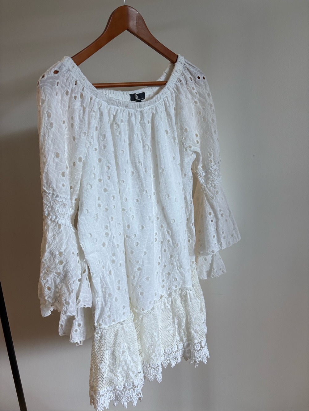White Eyelet swimsuit cover-up with Ruffle Hem